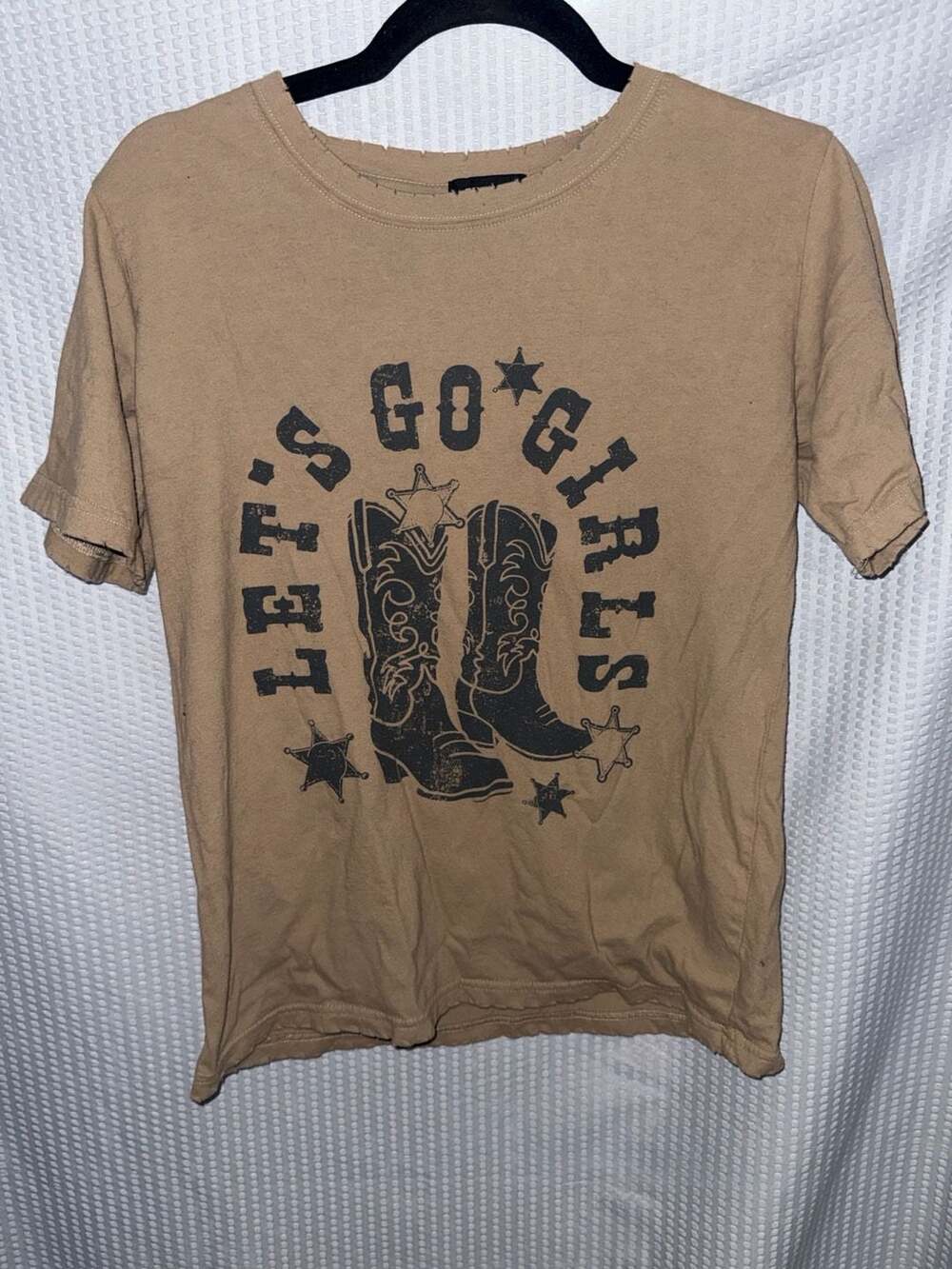 Zutter USA Let's Go Girls Cowboy Boots Distressed Graphic Tee, Size S
